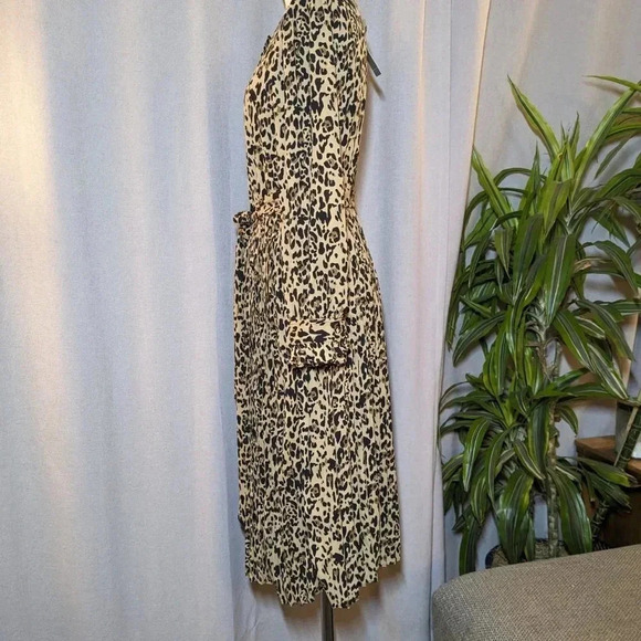 NEW J. Crew Leopard Carly Dress Midi Pleated Long Sleeve Size 0 - Picture 4 of 11